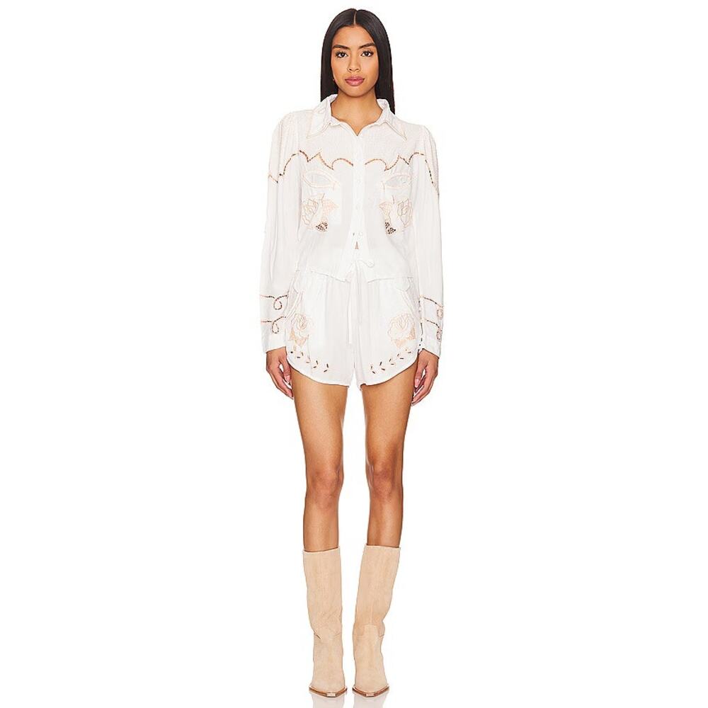 Jen's Pirate Booty Jolene Western Button Down Top Bone White Size M NWT - Picture 13 of 14